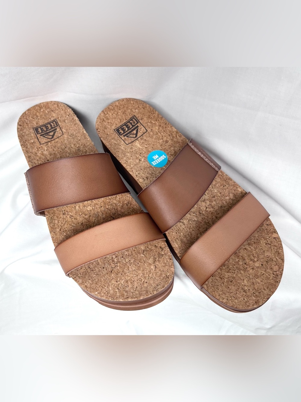 Reef Women's Cushion Vista Hi Brown Double-Strap Platform Slide Sandals - Picture 6 of 8
